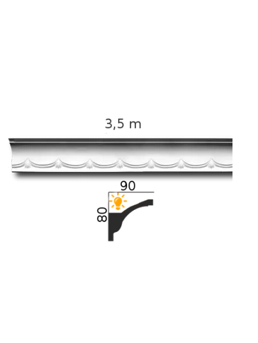 Lubinis karnizas apšvietimui 90/80FC10L