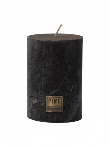"Black charcoal" PTMD cilindrinė rustic žvakė | 10 cm