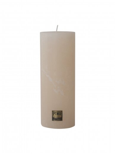 "Creamy white" PTMD cilindrinė rustic žvakė | 18 cm